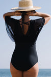 Mesh Butterfly Sleeve Swimsuit