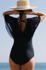 Mesh Butterfly Sleeve Swimsuit
