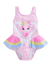 Baby Pink Swan Print Ruffle Swimsuit