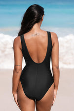 Black Mesh Panel Scoop Back Swimsuit