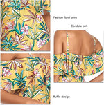 Tropical Floral Print Bardot Swimsuit