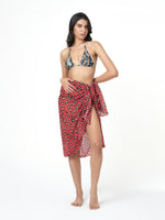 Red Leopard Print Sarong