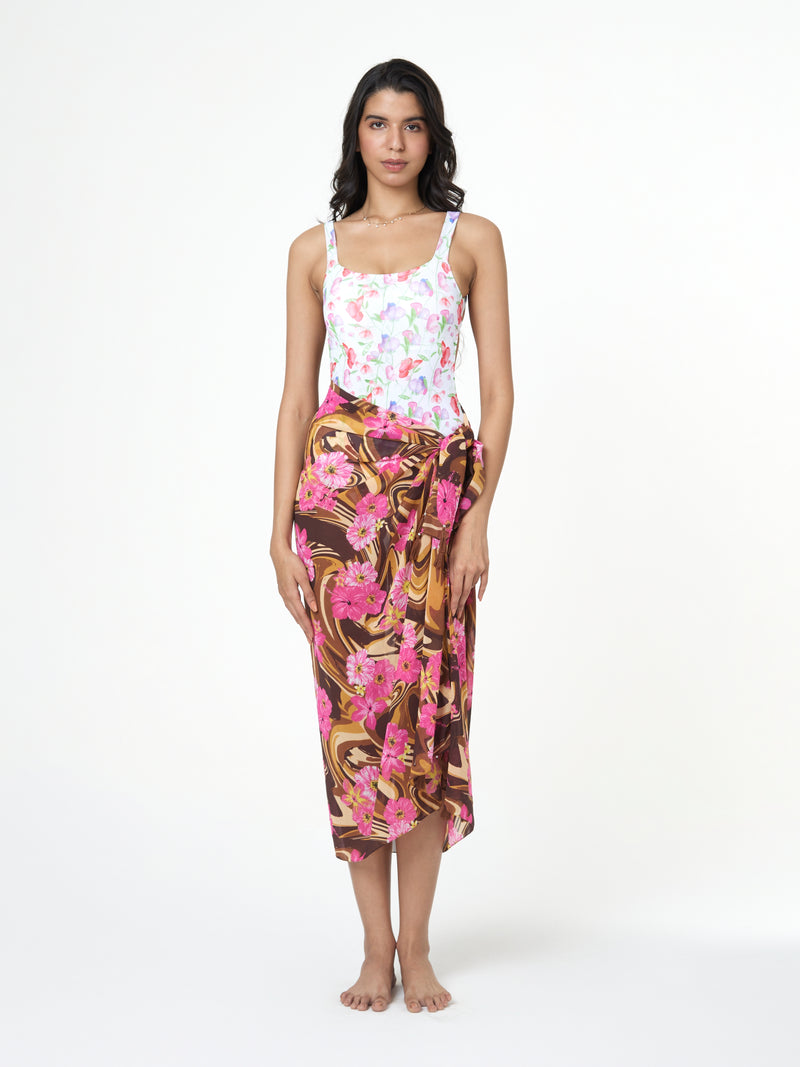 Hibiscus Print Tassel Sarong
