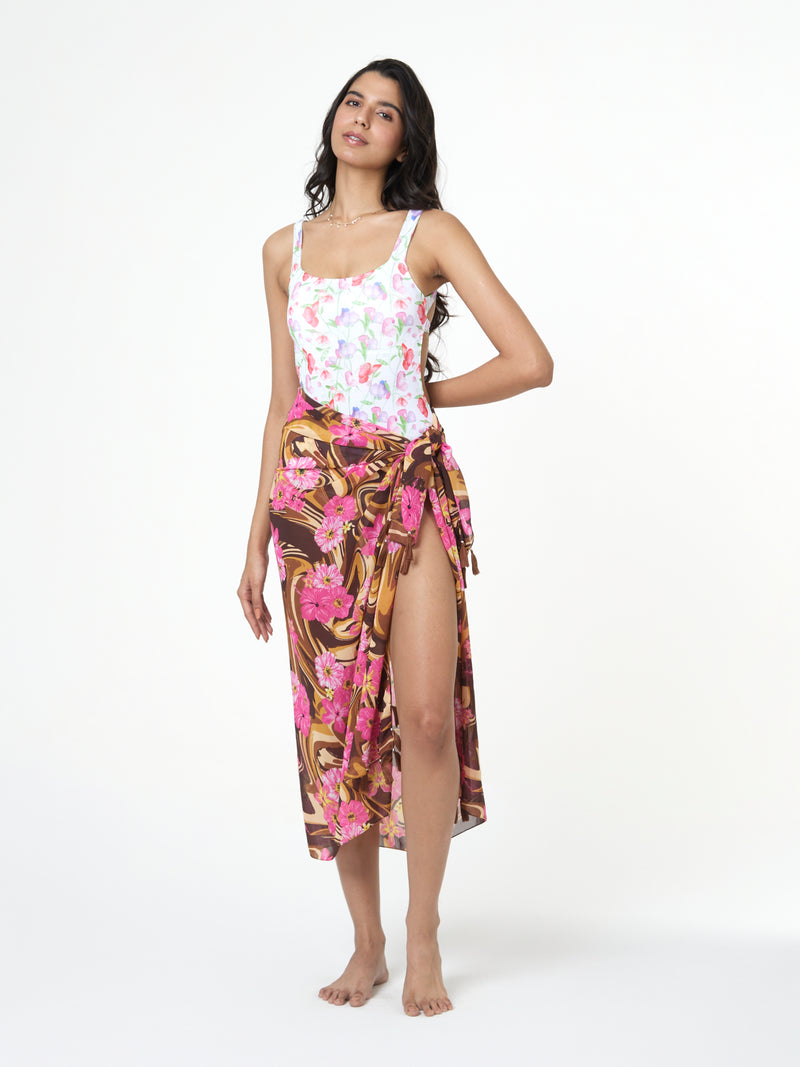 Hibiscus Print Tassel Sarong