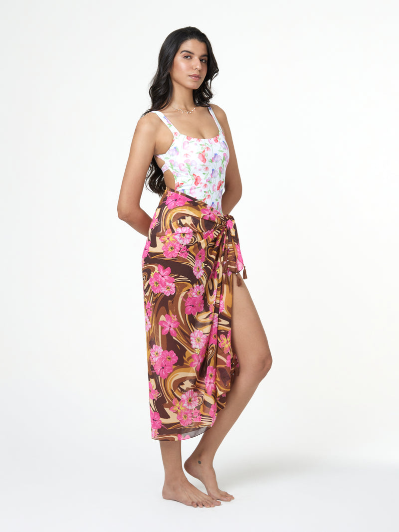 Hibiscus Print Tassel Sarong