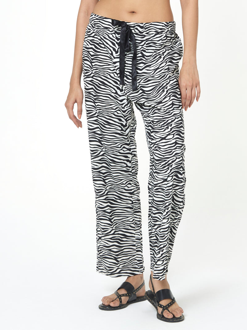 Animal Print Plus Size Drawstring Palazzo