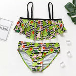 Avocado Print Ruffle Bikini Set