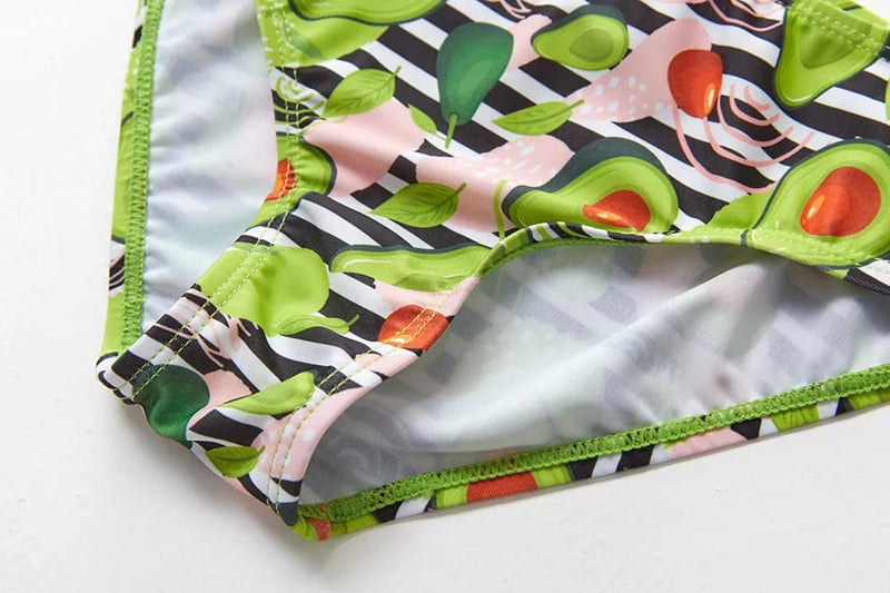 Avocado Print Ruffle Bikini Set