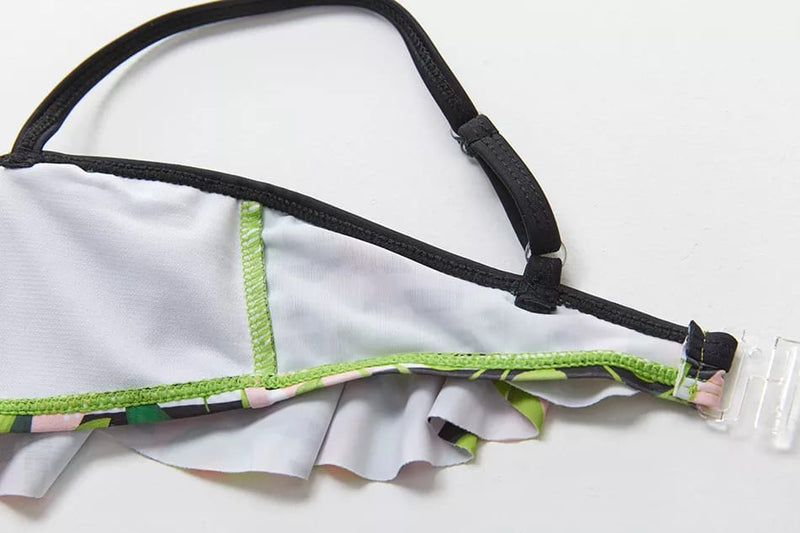 Avocado Print Ruffle Bikini Set