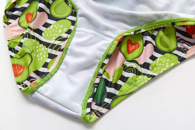 Avocado Print Ruffle Bikini Set