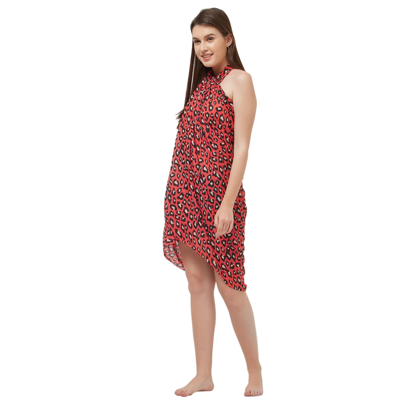 Red Leopard Print Sarong