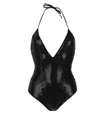 Plunging Mermaid Sequin Swimsuit