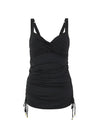 Tummy Control Wrap Skirted Plunge Swimsuit