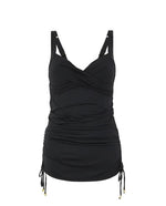 Tummy Control Wrap Skirted Plunge Swimsuit