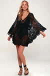 Black Lace Dolman Sleeve Cover-Up