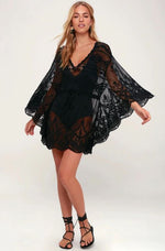 Black Lace Dolman Sleeve Cover-Up