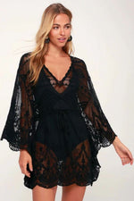 Black Lace Dolman Sleeve Cover-Up