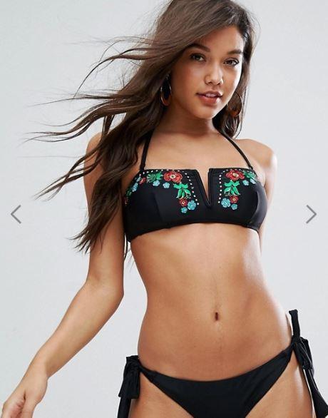 Floral Emb Bandeau Bikini Set I The Beach Company India