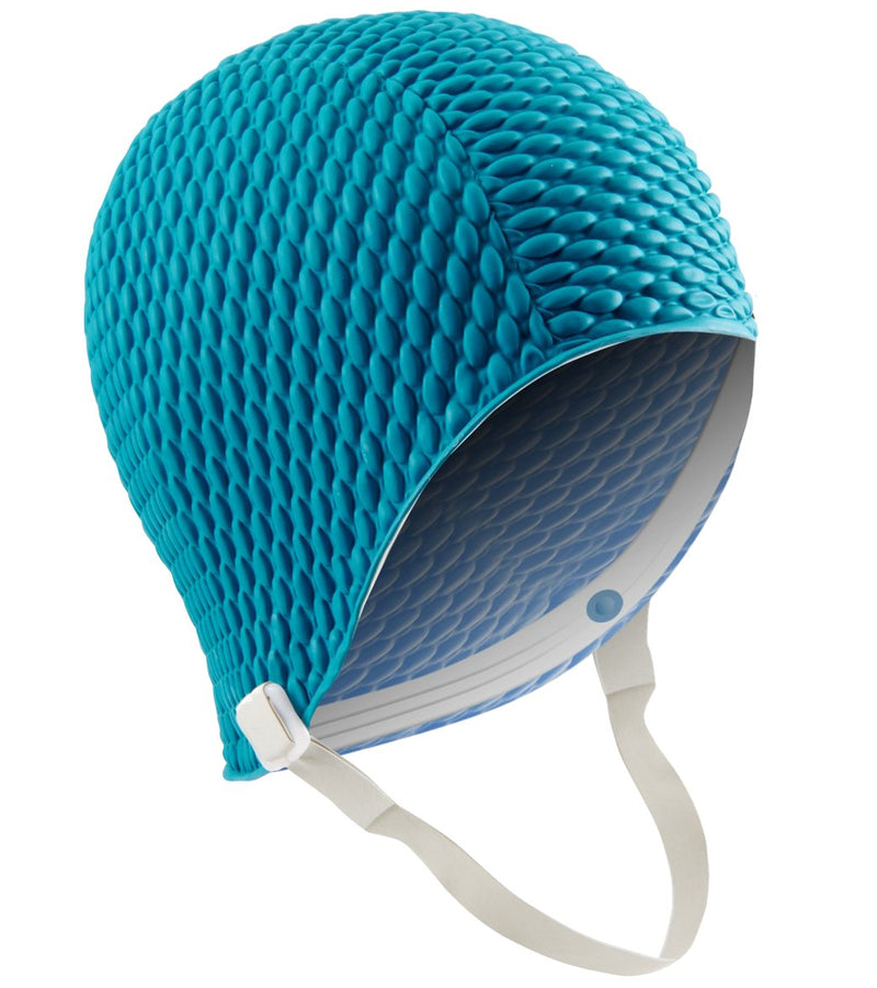 Bubble Swim Cap with Chin Strap (Teal)
