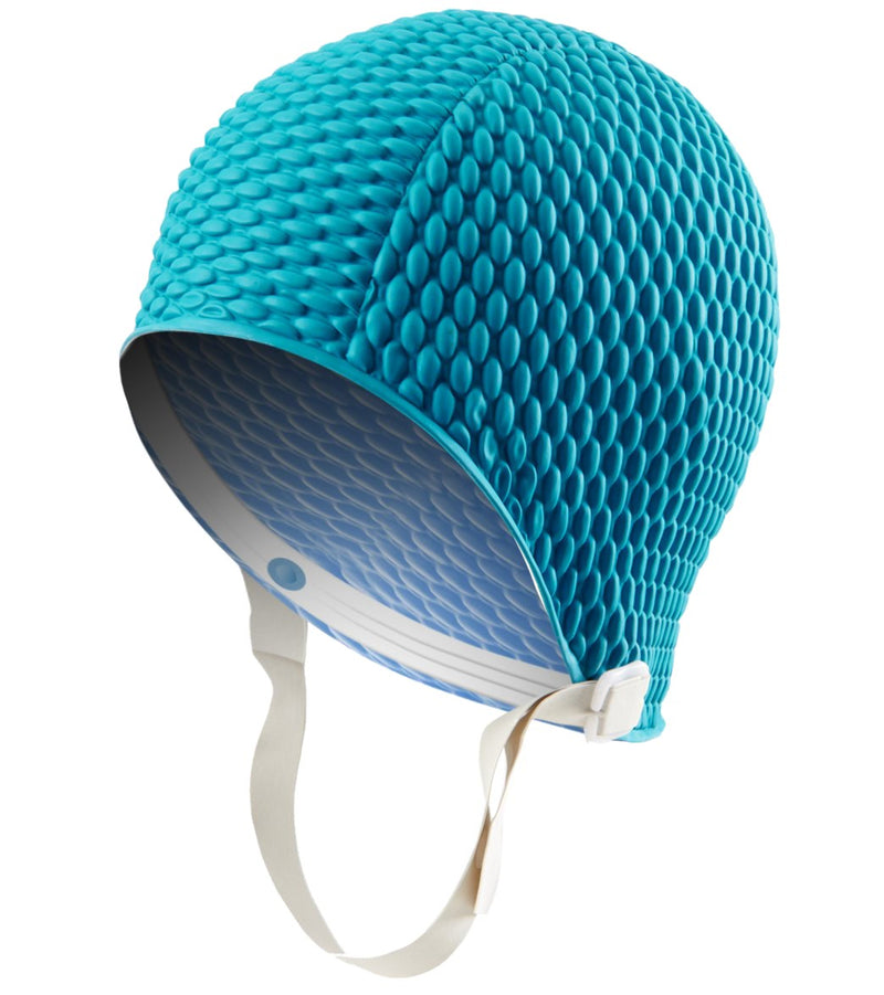 Bubble Swim Cap with Chin Strap (Teal)