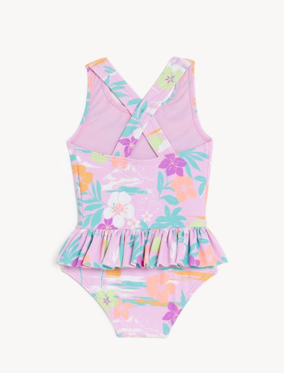 The Beach Company India - Shop for girls swimwear online - Palm Print Peplum Swimsuit for young girls - fancy girls swimming costume - kids swimwear