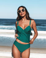 V Neck Square Ring Tankini Set