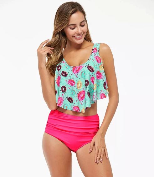 Flounce Ruffle Plus Size Bikini Set