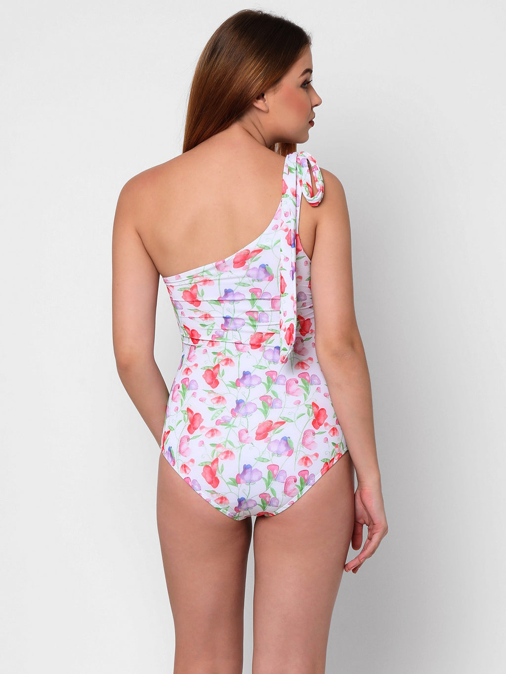 The BEach Company shop swimwear online -One Piece Swimwear- One Shoulder-Full Coverage-FloralPrinted- Very soft Fabric-Chlorine Resistant-UV Protective-Pilling Resistant-Shape Retention-Resistant to sun cream and oil-Perfect fit 