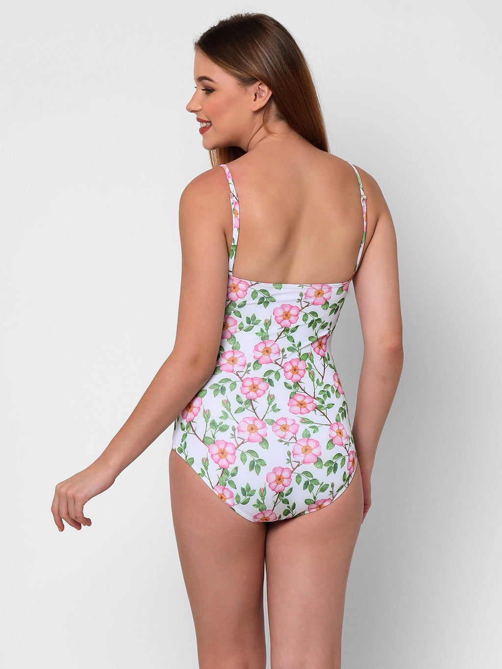 The Beach company India - shop floral printed swimwear online india - Printed one- piece - low plunge neckline - Padded swimwear - full coverage swimsuit - strappy swimsuits - printed beachwear 