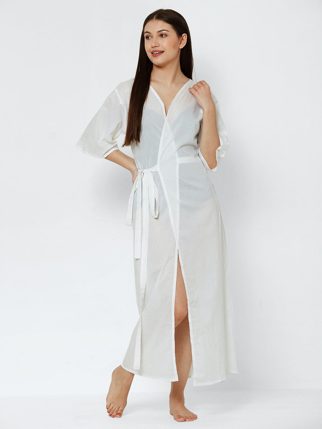 organic cotton fashion online india the beach company esha lal india online Beachwear party wear pool party beach side shop online India the beach company women dresses cute travel trip clothes cod free delivery discount design stylish embroidery woven White cotton wrap dress gown Goa sarongs maxi dress