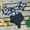 Lily Print Off The Shoulder Ruffle Swimsuit