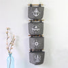 Nautical wall storage grey hanging pack of 4 wall ornaments organisation canvas baskets woven handmade design interior shop online the beach company 