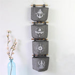 Nautical wall storage grey hanging pack of 4 wall ornaments organisation canvas baskets woven handmade design interior shop online the beach company 