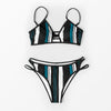 Cutout Stripe Low Waist Bikini Set