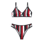 Cutout Stripe Low Waist Bikini Set