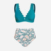 Paisley Scalloped High Waist Bikini Set