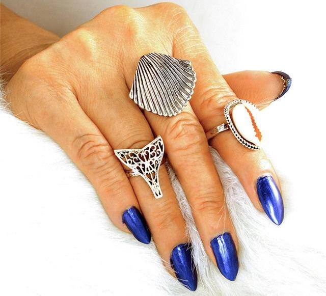 Sea Shell Mermaid Shape Ring 3Pcs/Set