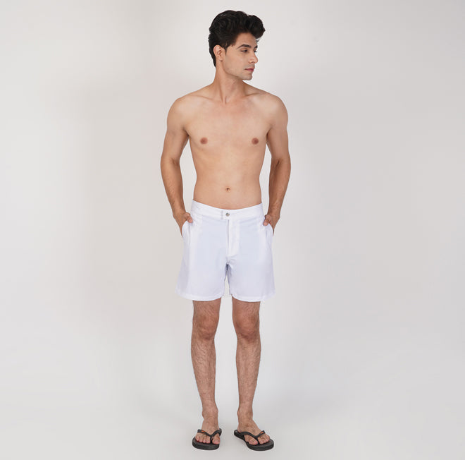 The Beach Company - Buy mens swim shorts online - online swimsuit shop - white swimming shorts for guys