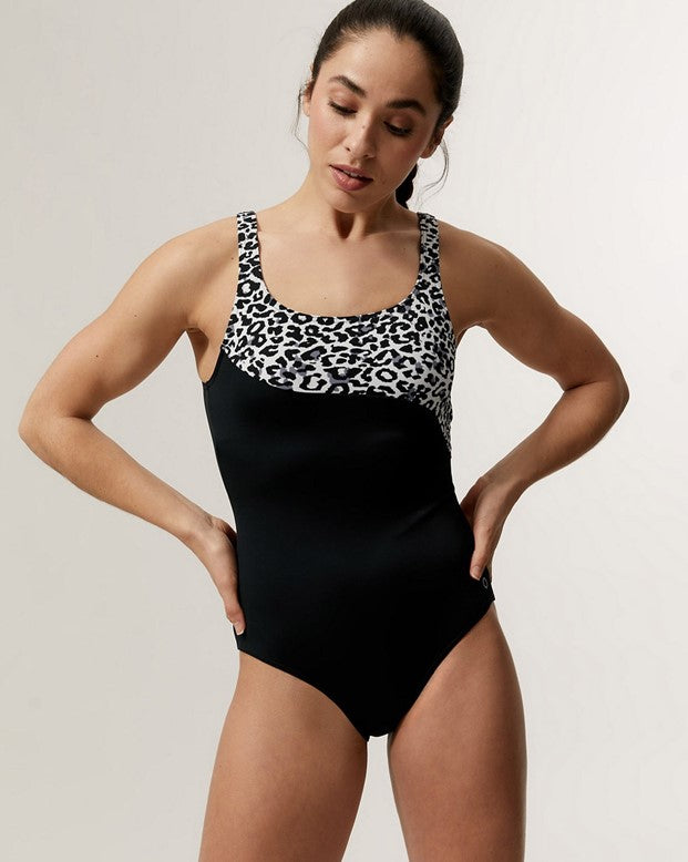 The Beach Company online India - Scoop neck monikini - Animal print swimsuit - color block swimwear - Summer holiday swimwear - affordable tankini 