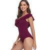 Tiered Flounce Ribbed One Shoulder Swimsuit