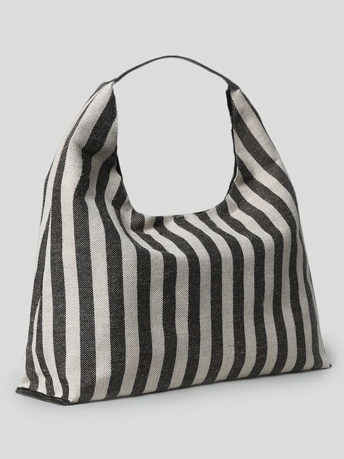 Black Striped Beach Bag
