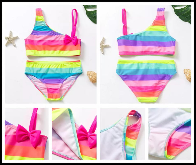 Rainbow One Shoulder Hipster Bikini Set – The Beach Company