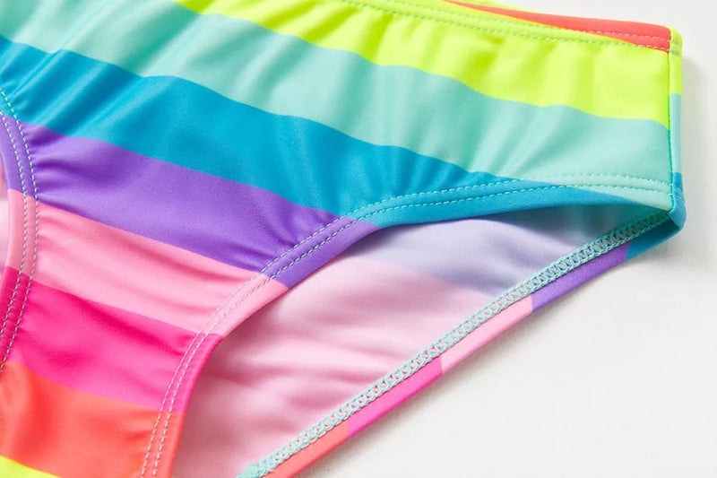 Rainbow One Shoulder Hipster Bikini Set by The Beach Company
