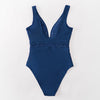 Blue Mesh V-neck Monokini