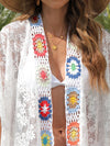 Square Crochet Lace Front Open Kimono