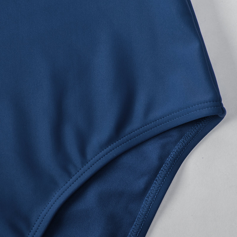 Blue Mesh V-neck Monokini