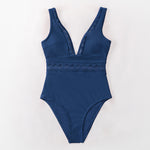 Blue Mesh V-neck Monokini