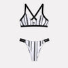 Triangle Plus Size Rise Striped Bikini Set