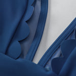 Blue Mesh V-neck Monokini