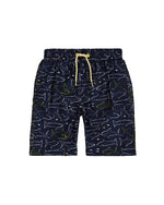 The Beach Company India - Shop for kids swim shorts online - Navy Shark Board Shorts - board shorts for young boys - printed boys swimwear